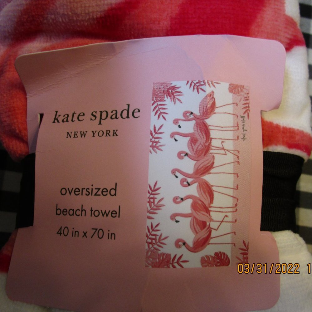 KATE SPADE OVERSIZED FLAMINGO BEACH TOWEL NEW WITH TAGS